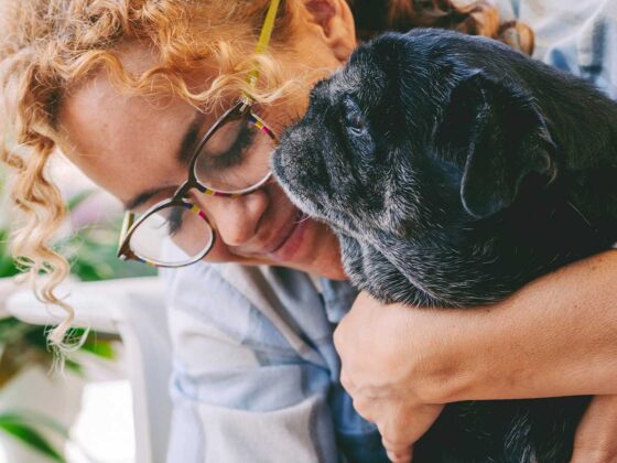 frau mit hund