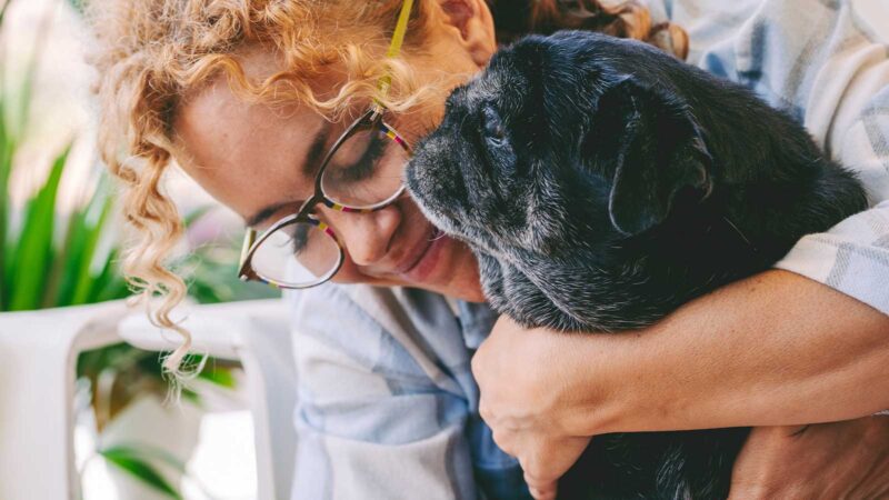 frau mit hund